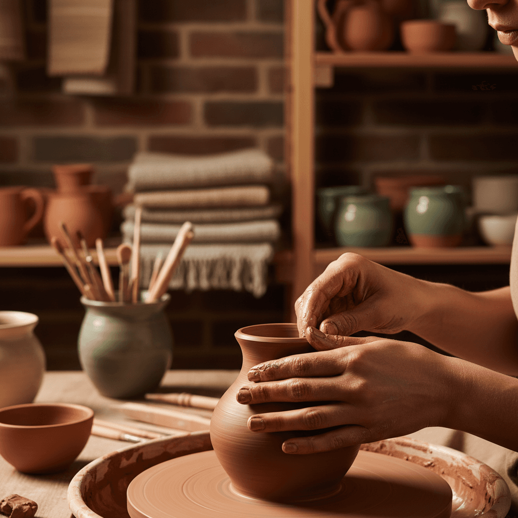 Artisan demonstrating detailed craftsmanship at a showcase