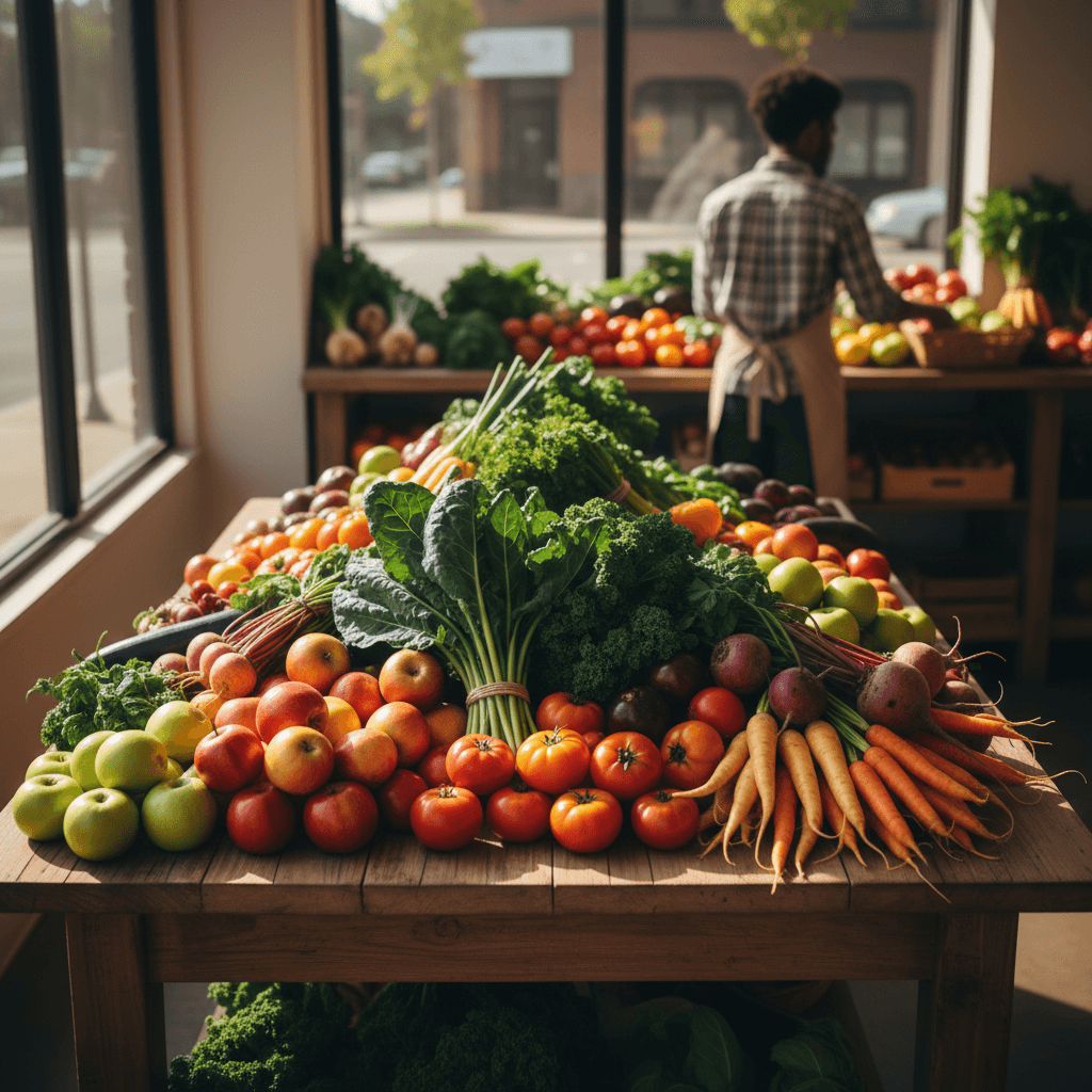 Close-up of artisan goods and food samples at a vendor showcase
